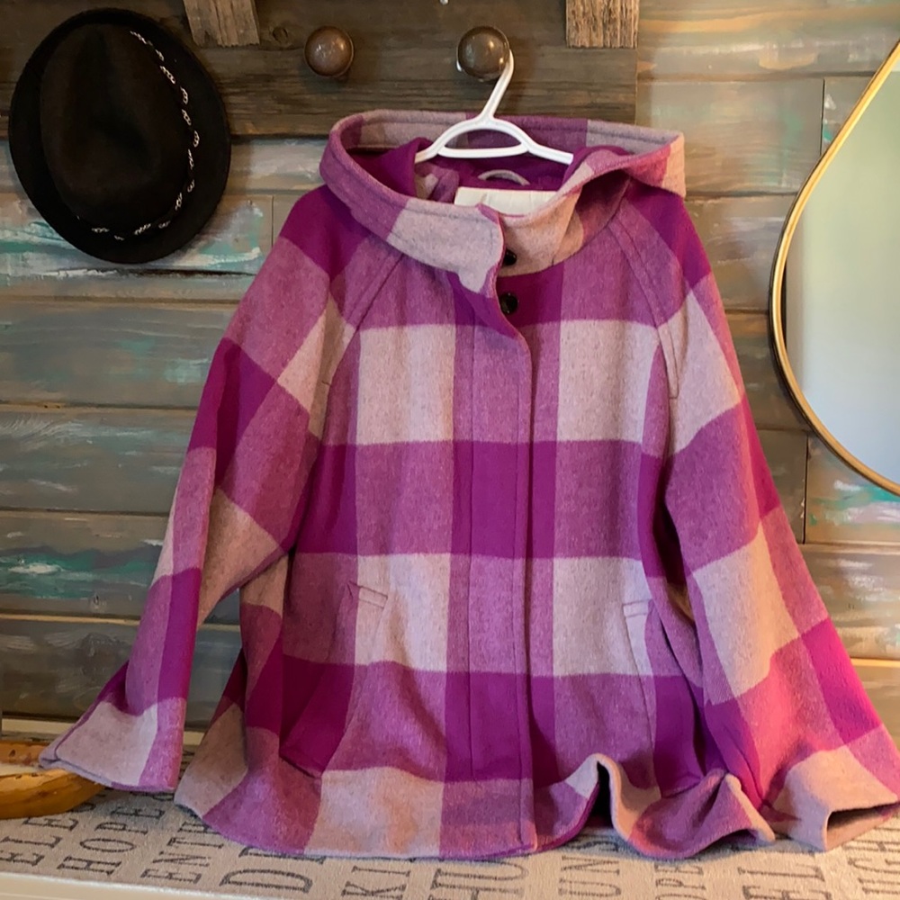 Coach Plaid coat! With hood!!